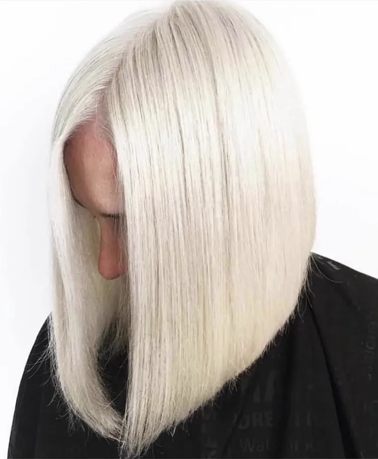 Platinum blonde lob — GK Hair Salon